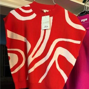 Eesome Red and White Abstract Women's Sweater